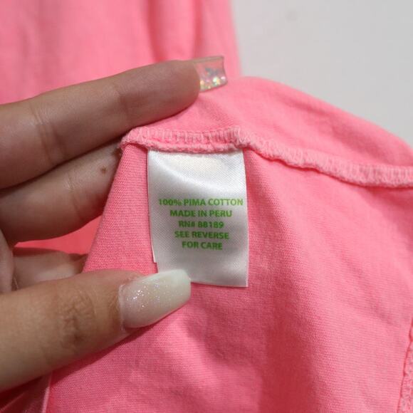 Lilly Pulitzer Pink Lana Boatneck Ruched Short Sleeve Pima Cotton Tee Sz XS - Picture 6 of 11
